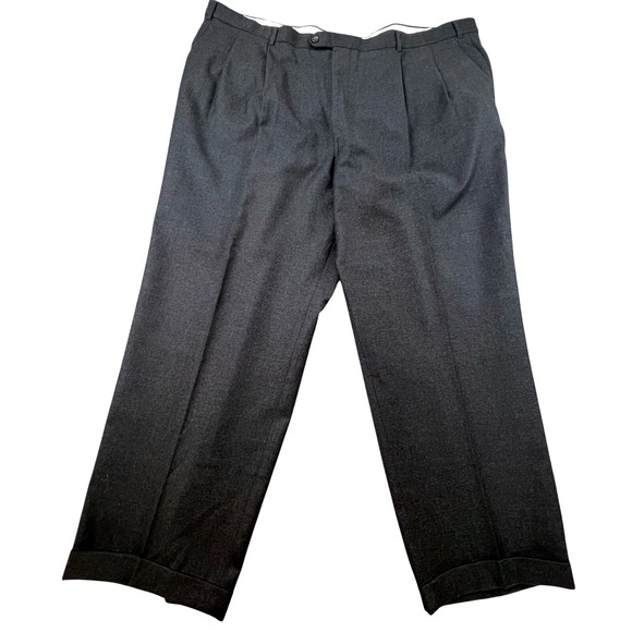 PRINCIPE Made in Italy Wool Cashmere Pleated Dress Pants Cuffed Hem ITALY 50